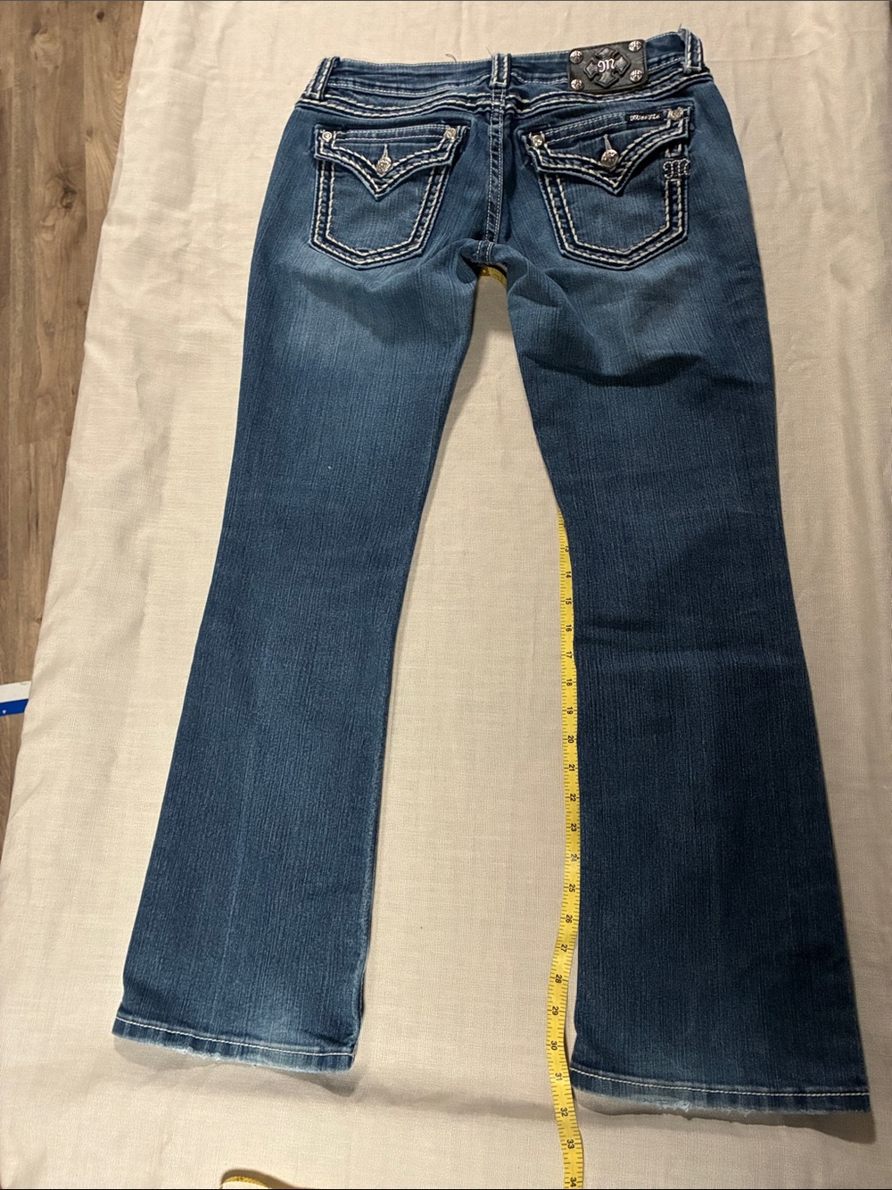 Miss Me Dark Blue Bootcut Jeans with Embroidered Back Pockets